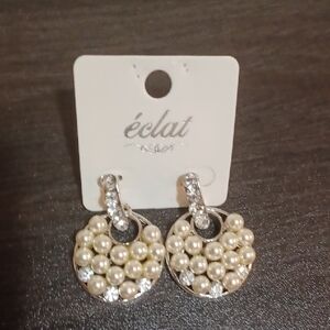 Elegant Faux Pearl and Silver Earrings